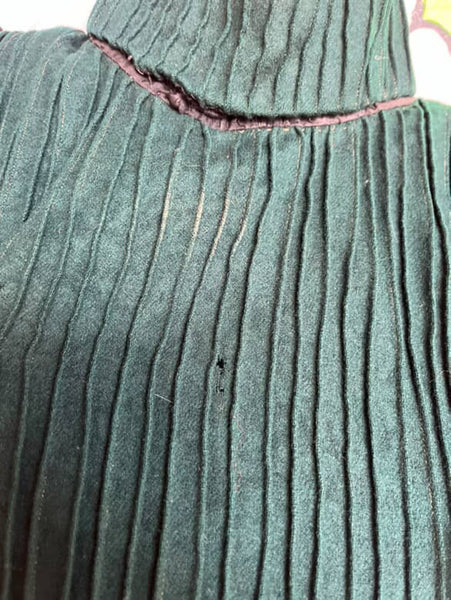 Antique 1890s Green Wool Bodice – Handmade Victorian Era Top – XS