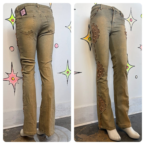Vintage Y2K Brazil Roxx Beaded Flare Jeans Fairy Grunge Boho Stretch Denim - S