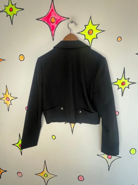 Vintage 80s90s Mardi Gras Cropped Blazer Wearable Art Avant Garde Party Jacket M