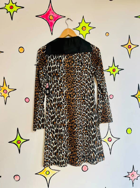 Vintage 60s 70s Sheer Leopard Lingerie Robe - Pin-Up Lounge Glam - Animal Print