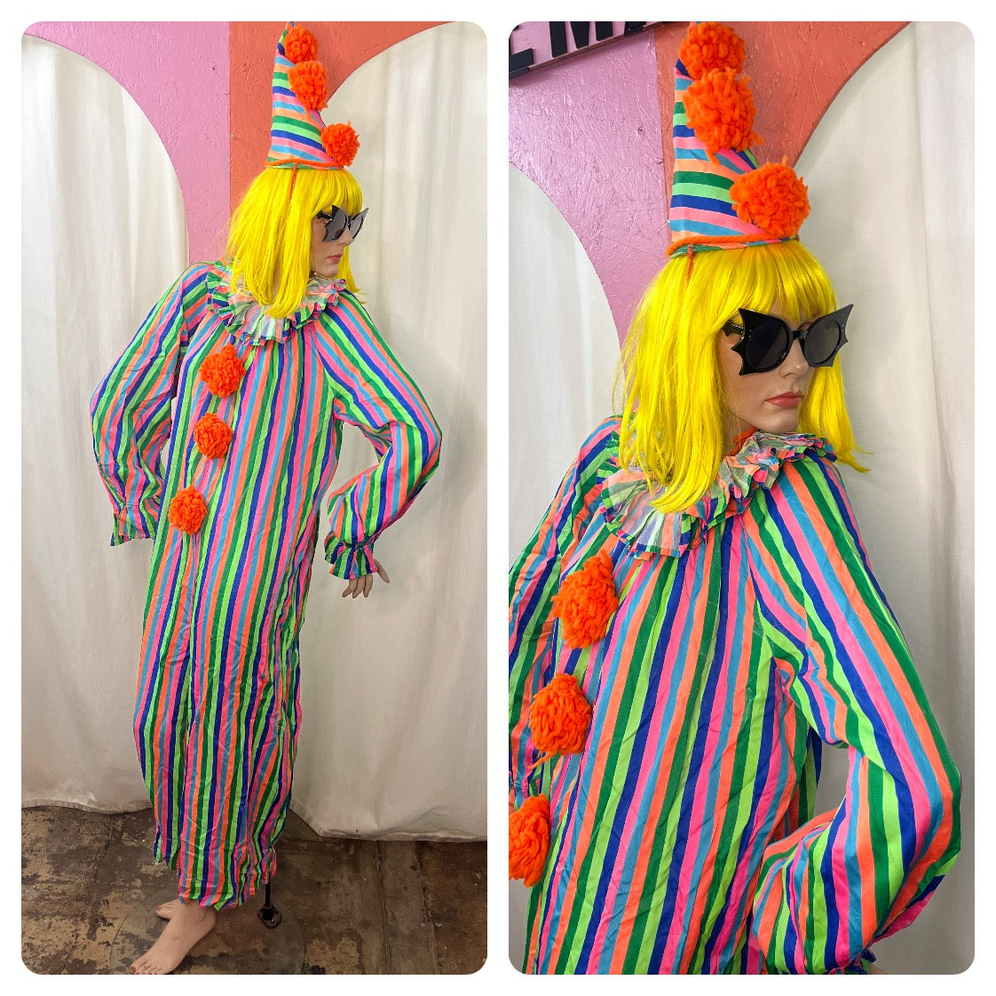 Vintage 80s | Rainbow Clown Costume