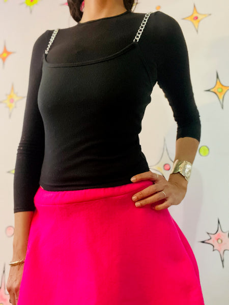 Y2K Black Chain Strap Cami Top Cyber Fairycore Grunge Tank - Medium