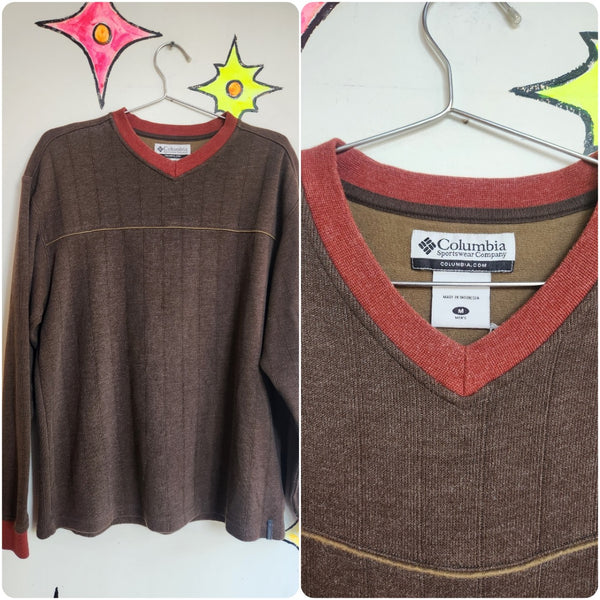 Vintage 90s Y2K | Brown Striped Raver Hip Hop Grunge Pullover Sweater | M