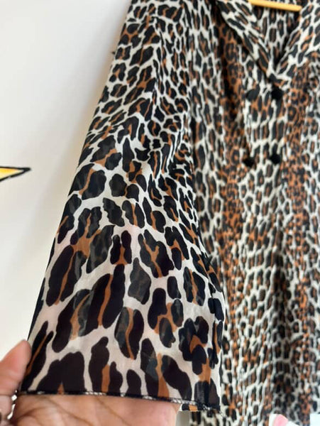 Vintage 60s 70s Sheer Leopard Lingerie Robe - Pin-Up Lounge Glam - Animal Print