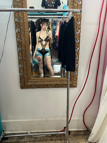 Y2K Leopard Print Kitty Teddy Play Suit Lingerie Bodysuit - M