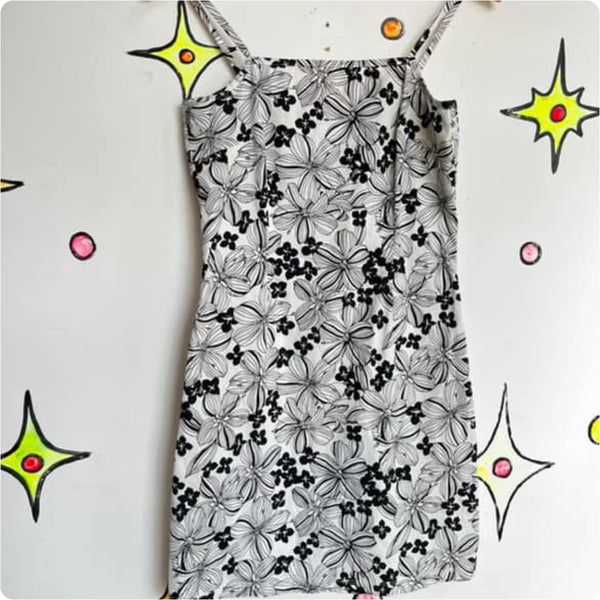 Vintage 90s Y2K | Black and White Fairy Grunge Whimsy Goth Cotton Sundress 3/5