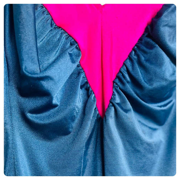 Vintage 70s 80s | Blue Pink Striped One Piece Swimsuit Bodysuit | M