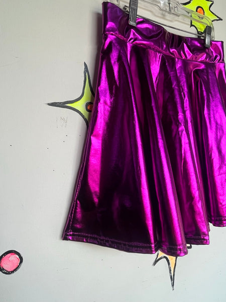 NWT Fuchsia Metallic Skater Skirt Galactic Alien Y2K Space Girl Cosplay Twirl S