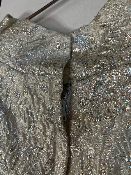 Vintage 60s White Metallic Wiggle Dress - Party Mini Cocktail Dress - NWT M/L