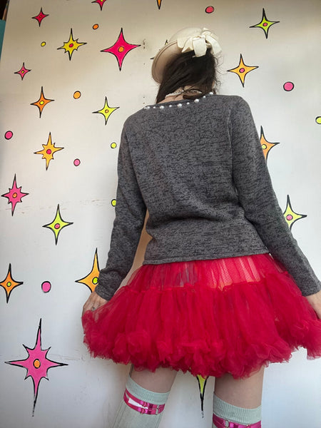 Vintage Santa Christmas Sweater | Ugly Tacky Beaded Holiday Pullover Small