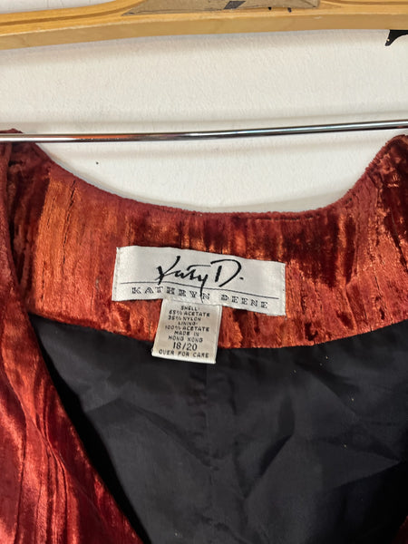 Vintage Bohemian Crushed Velvet Waistcoat Vest Velour Grunge Layering Piece – XL