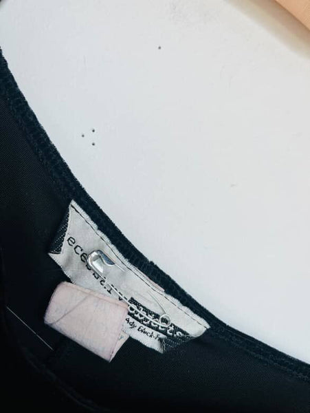 Vintage 90s Black Velvet Maxi Dress w/ Sheer Sleeves – Fairy Grunge Goth – L