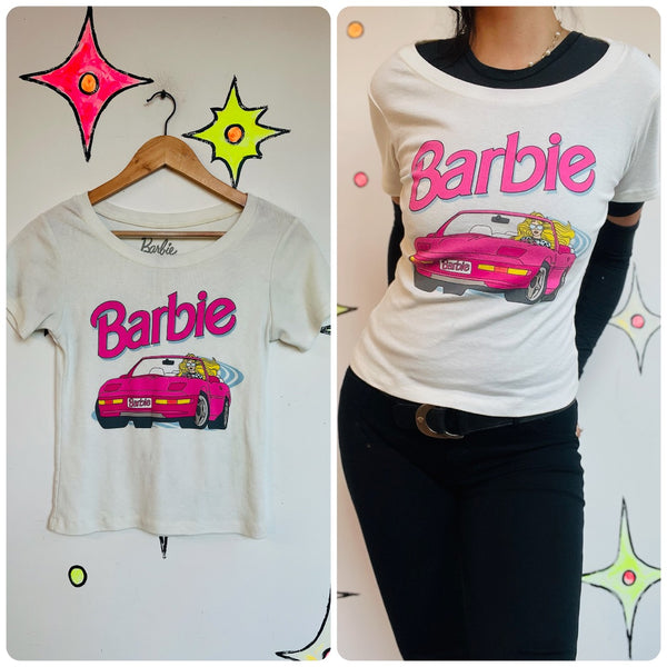 Retro Barbie Pink 80s Vintage Throwback Baby Tee - Soft & Worn-In Classic - XS
