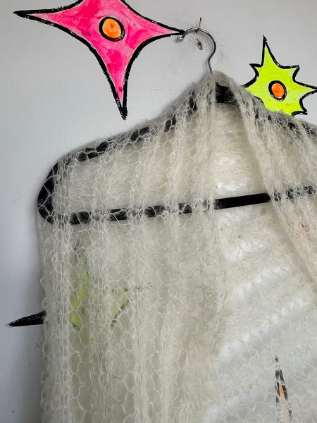 Fuzzy White Mohair Scarf Winter Coquette Softgirl Clean Girl Aesthetic