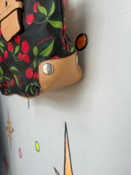 Vintage Kawaii 90s Y2K Black Cherries Mini Purse Duck Head Vinyl Shoulder Bag