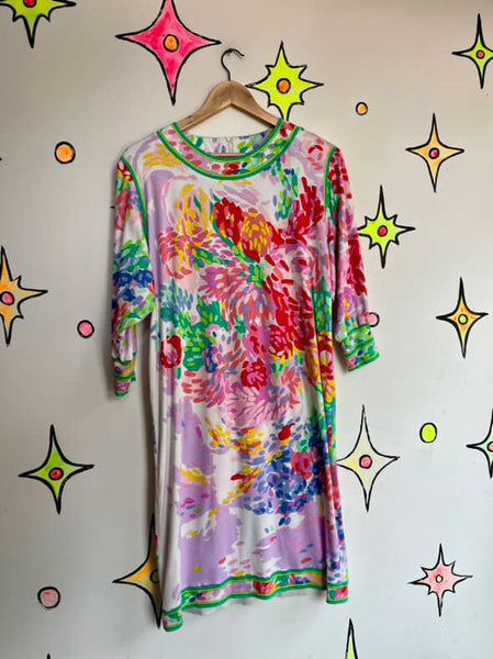 Vintage Leonard of Paris Floral Art Wear Dress - M/L