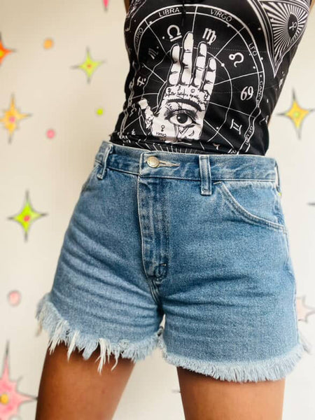 Vintage 90s Grunge Denim Cut Off Shorts - Mid Rise Jean Shorts 32" Waist