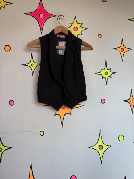 Y2K Black Tailored Suit Vest Indie Sleaze Mall Goth Minimalist Academia XS
