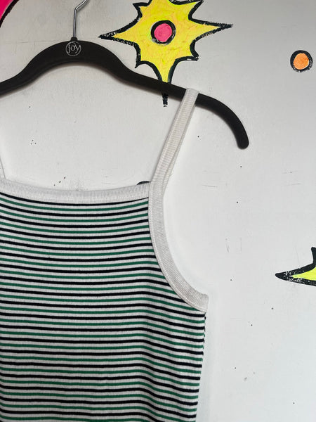Vintage Striped Mini Dress Forever 21 Fitted Cotton Dress 90s Grunge Casual S