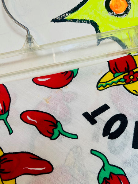 Vintage 80s 90s Chili Pepper Print Bandana – USA Made – Hot Peppers Spice Lover
