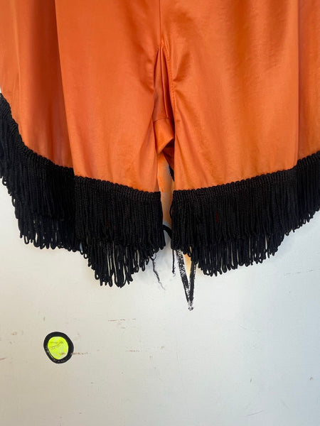 Vintage Orange Tap Shorts with Fringe | Pin Up Showgirl Bloomers Lingerie - S