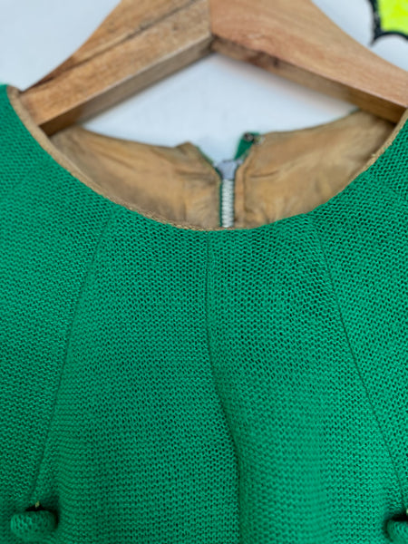 Vintage 60s MOD Green Mini Dress 2-Piece Set – Flight Attendant Secretary - S