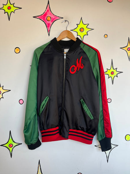 Vintage Y2K Satin Souvenir Bomber Jacket Embroidered Street Style Tokyo Style XL