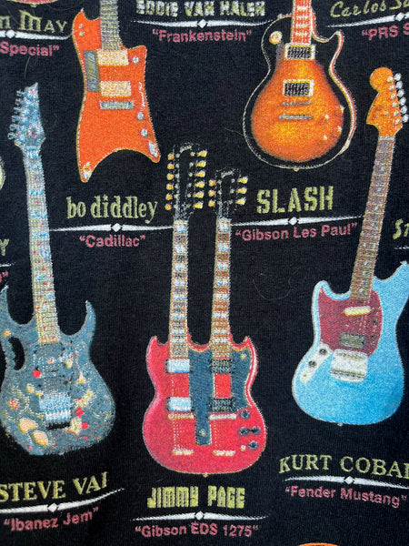 Vintage Black Rock N Roll Guitar Heaven Tee | Boho Grunge Band T Shirt | Size XL