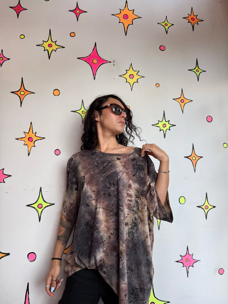 Y2K Tattoo Print Glitter Top Whimsy Goth Fairy Grunge Distressed Graphic Tee XL