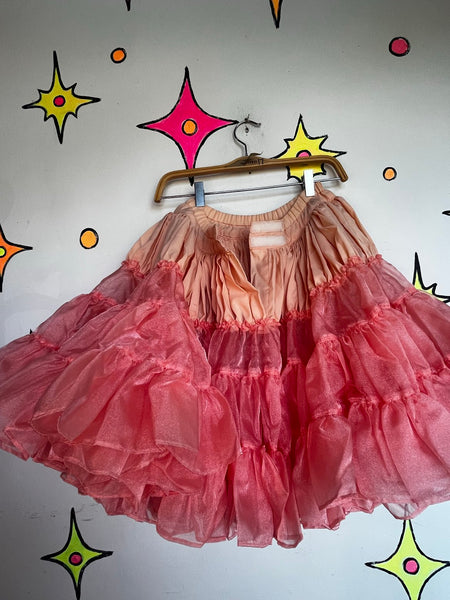 Vintage Pink Petticoat 50s Poofy Crinoline Square Dance Skirt Rockabilly Pinup S