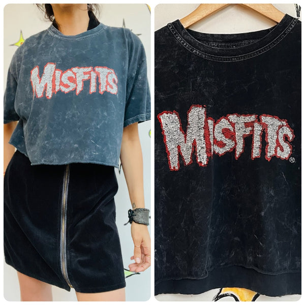 MISFITS Concert Tee - Classic Punk Emo Grunge Cropped T-Shirt Size M/L