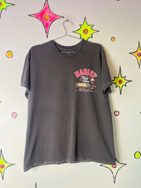 Soft Vintage Japanese Souvenir Tee Bar Shirt Graphic T-Shirt - Grunge Novelty L