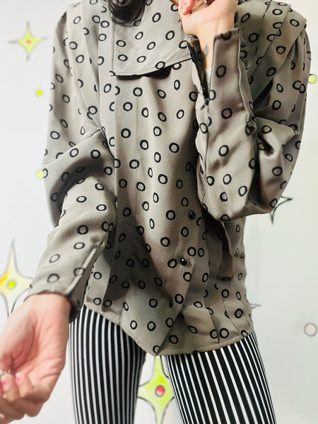 Vintage 1980s Glam Emanuel Ungaro Silk Wearable Art Designer Blouse