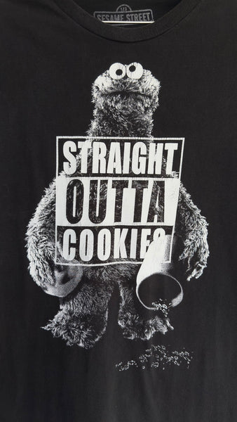 Cookie Monster Straight Outta Cookies Tee Y2K Novelty Streetwear T Shirt L - XL