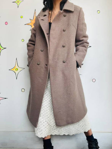 Vintage 50s/60s Wool Double Breasted Coat - Classic Old Hollywood Glam - M / L