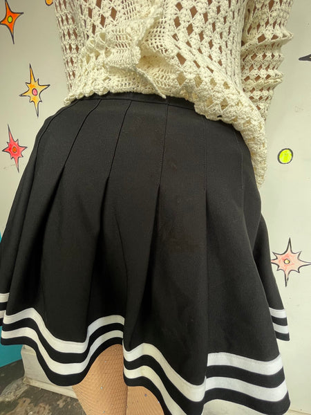 Black Pleated Cheer Skirt | Emo Mall Goth Dark Academia Mini Skirt XS/S