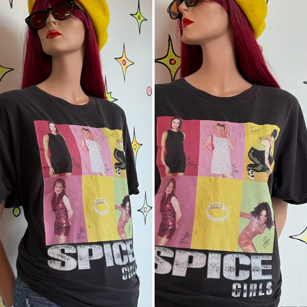 Vintage Y2K Spice Girls Graphic Tee Thrashed Indie Sleaze Pop Music Shirt | L/XL