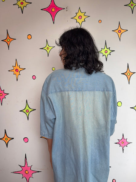 90s Bugle Boy Denim Shirt Oversized Western Workwear Shirt 100% Cotton XL