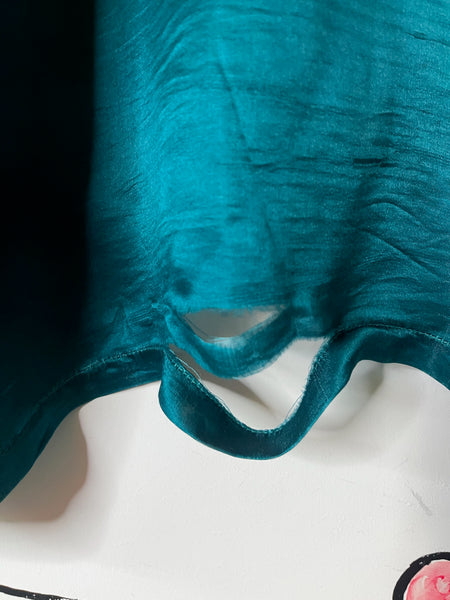 Vintage Teal Silk Embroidered Kimono Robe | Dragon Motif Grunge Lounge Wear | M