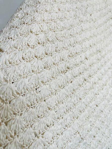 Vintage Keita Maruyama Tokyo Japanese Raffia Straw Woven Off-White Swing Skirt S