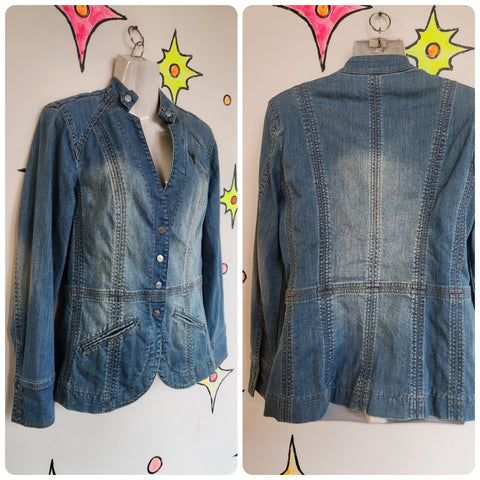 Vintage Y2K 2000s | Denim Blazer Emo Punk Fairy Grunge Jean Jacket | Size 6