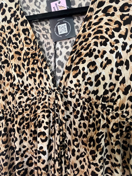 Y2K Leopard Babydoll Dress | Indie Sleaze Rock Star Girlfriend Glam Mini M