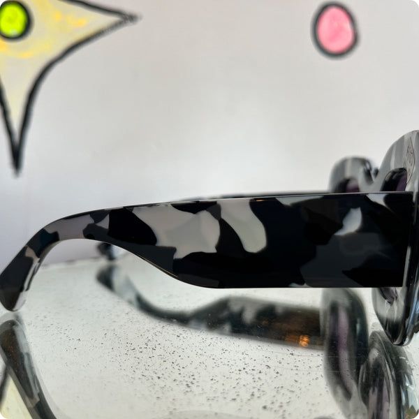 Jonathan Saunders Black White Grey Camouflage Oversized Glasses