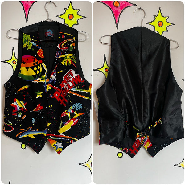 Vintage 90s | Planet Hollywood Men’s Abstract Wearable Art Party Vest | S M