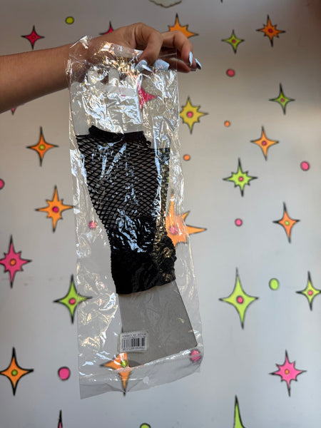 Black Fishnet Gloves | Goth Punk Y2K Mesh Fingerless Gloves