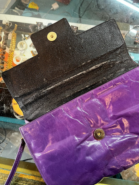 Vintage 1980s La Scala Purple Leather Crossbody Bag – Soft 80s Purse