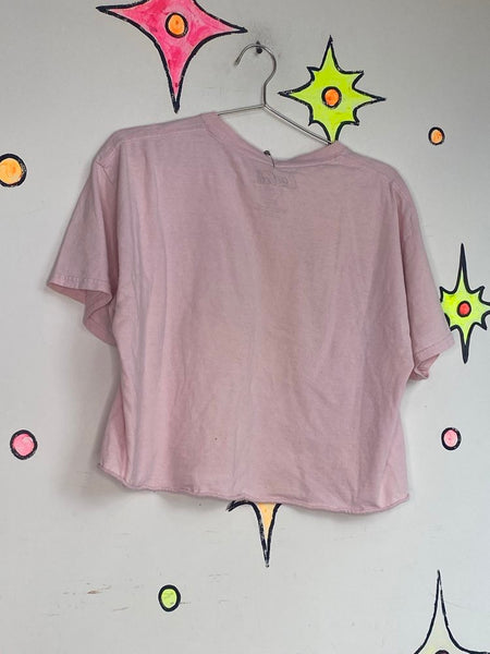 Pink Cherry Coke Crop Top Y2K Pop Art Graphic Tee Retro Coca Cola Shirt L