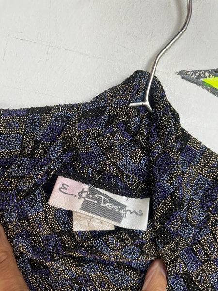 Vintage 90s Stretchy Glitter Mall Goth Fairy Grunge Turtleneck Top - Size L