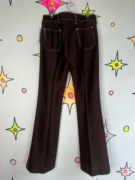 Vintage 70s Brown Western Disco Pants Retro Cowgirl Low Rise Glam Grunge S
