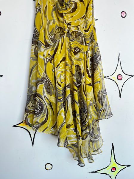 Vintage Y2K BCBG Silk Sheer Fairy Grunge Slip Dress Asymmetrical Boho Sz 4